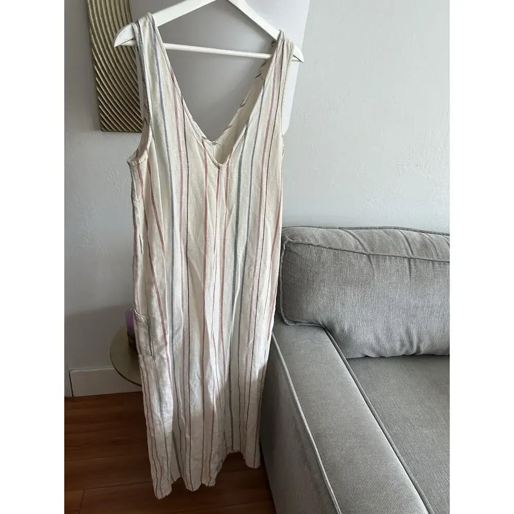 American Eagle Linen Coastal Striped Jumpsuit S Oversized  Baggy Boho